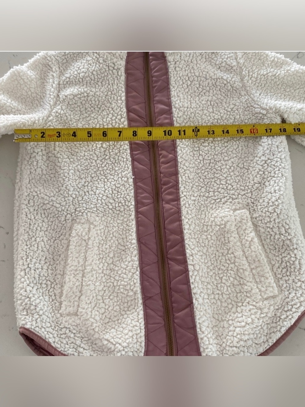 Abercrombie & Fitch quilted lined fleece (cream/rose) XS - Picture 6 of 14